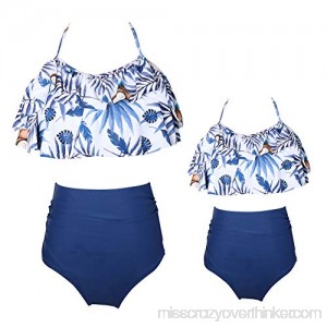 Lisianthus Girls Bikini Two Pieces Swimsuit Set Ruffle High Waisted Swimwear Blue-a B07P3K6XCF
